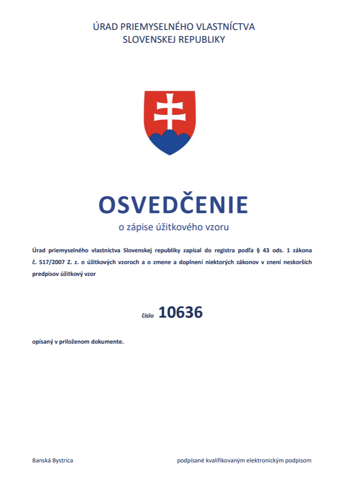 Osvedčenie o zápise UV 10636